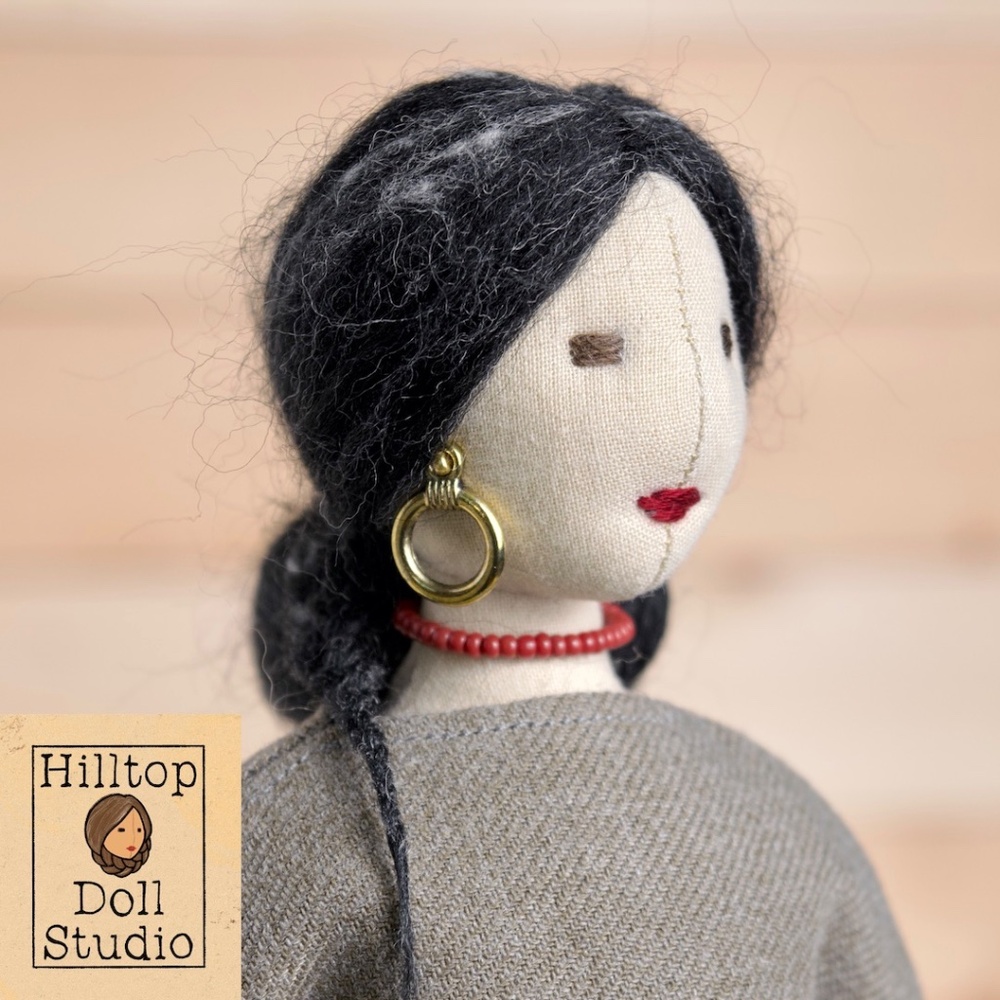Fabric Doll "Pepper" Handcrafted Textile Cloth Heirloom Primitive Doll - Picture 3 of 11